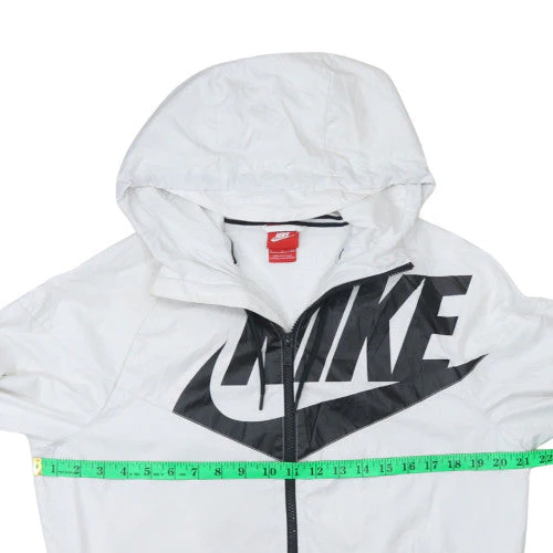 Nike Womens White Full Zip Hoodie Small Polyester Hooded Sportswear - Image 2