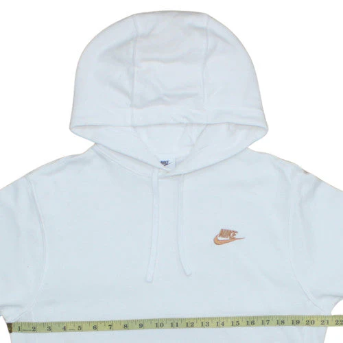 Nike Womens White Pullover Hoodie Small Logo Fleece Sweatshirt - Image 2