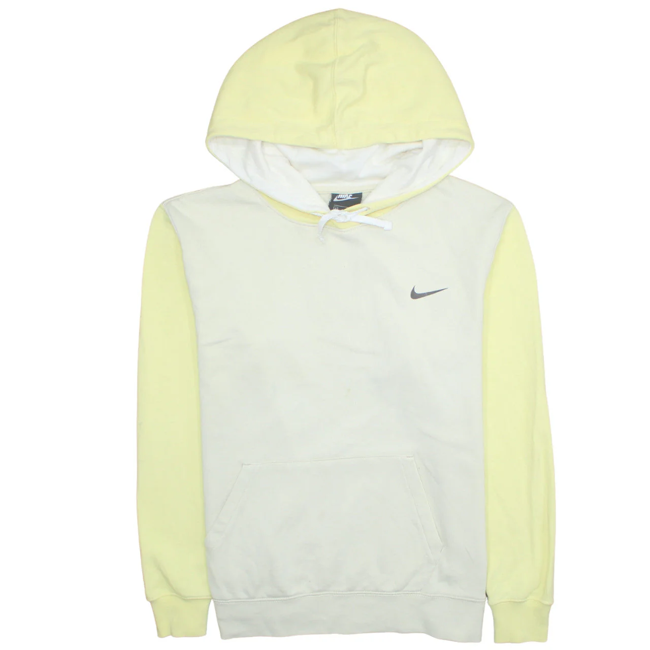 Nike Womens Yellow & White Pullover Hoodie Medium Cotton Blend