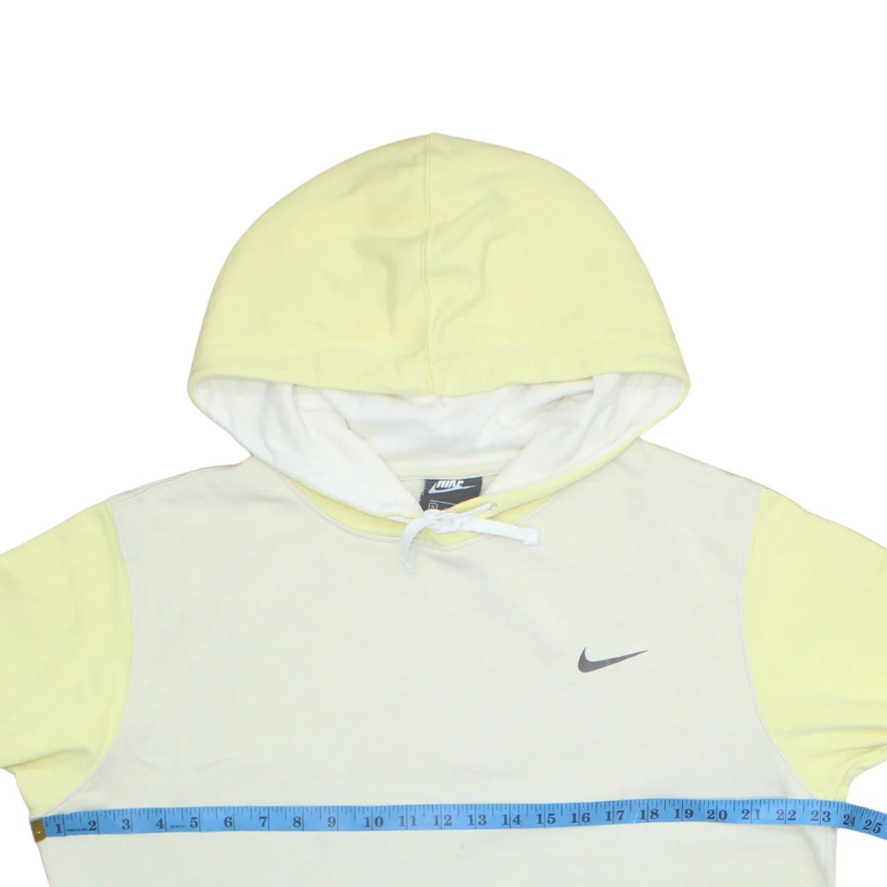 Nike Womens Yellow & White Pullover Hoodie Medium Cotton Blend - Image 2