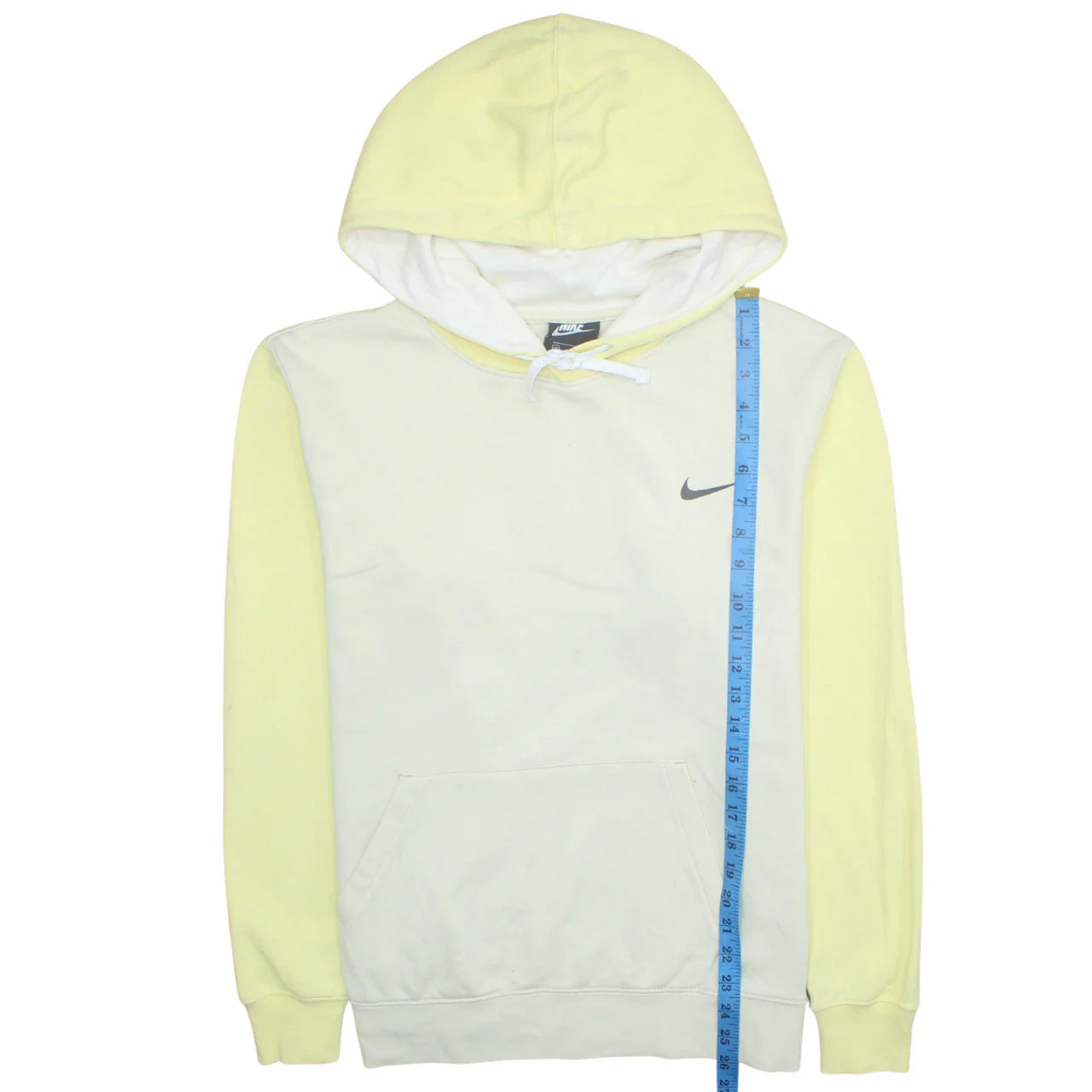 Nike Womens Yellow & White Pullover Hoodie Medium Cotton Blend - Image 3