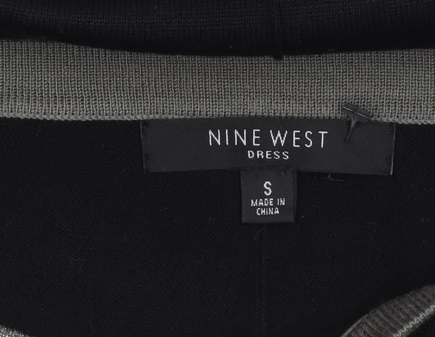 Nine West Women Black Shift Dress S Knit 3/4 Sleeve Bow Detail - Image 5