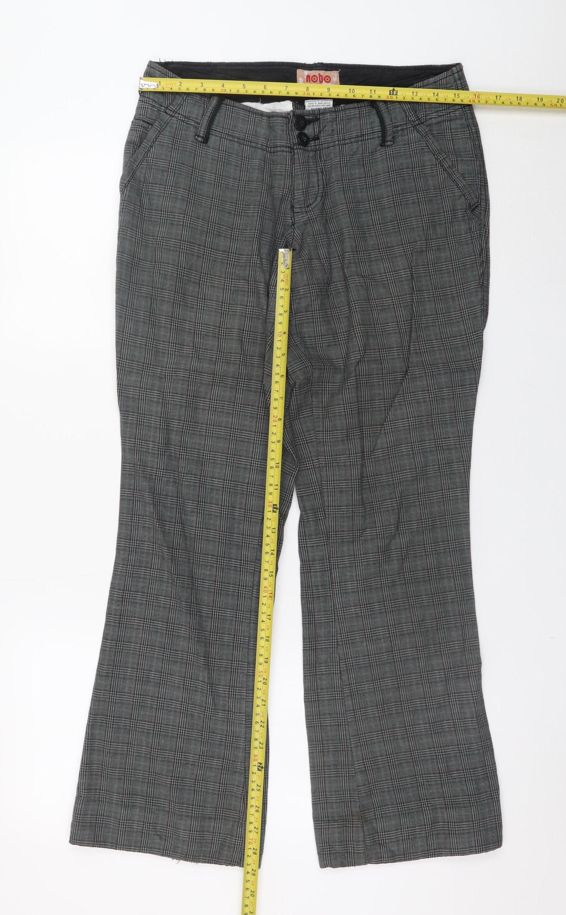 No Boundaries Girls Grey Check Chino Trousers Size 7 Cotton Casual - Image 2