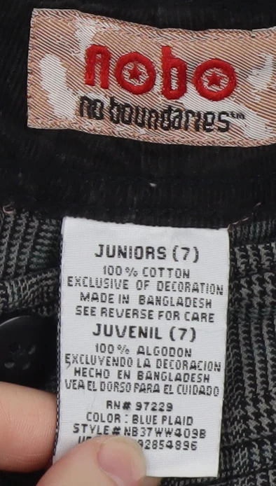 No Boundaries Girls Grey Check Chino Trousers Size 7 Cotton Casual - Image 4