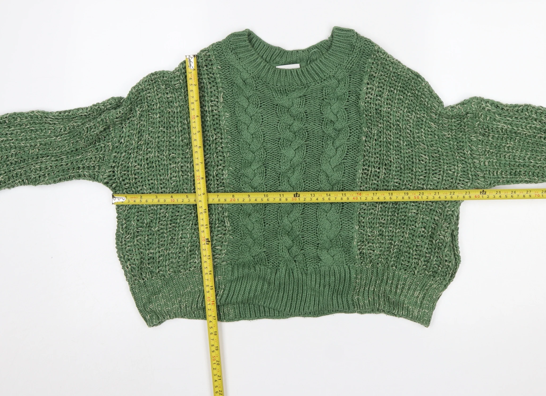 Noisy May Women's Green Cable Knit Acrylic Jumper Size M - Image 2