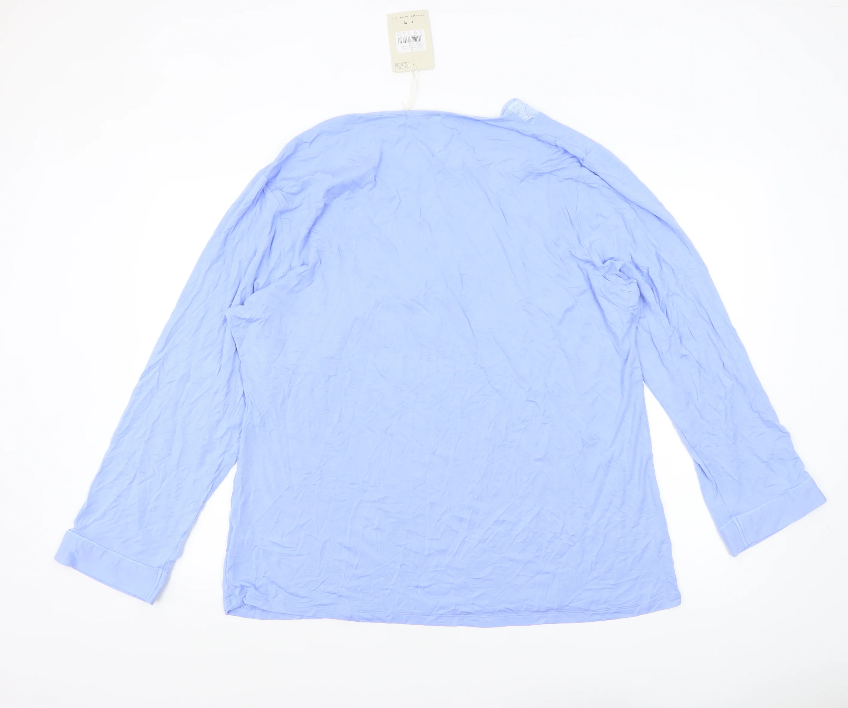 Nora Rose Womens Blue Long Sleeve V-Neck Tunic Top Size 24 - Image 3