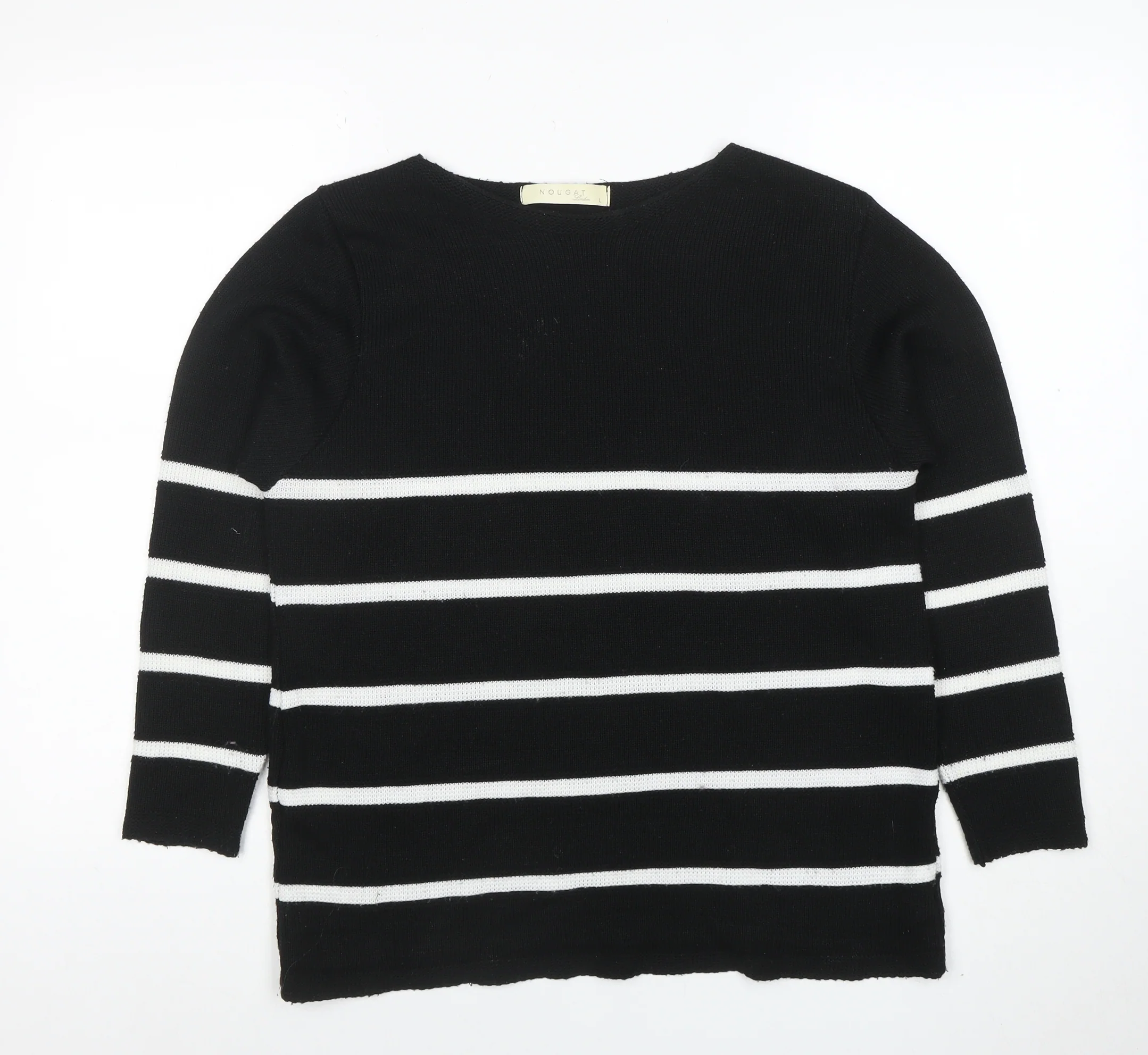 Nougat London Women's Black Striped Knit Pullover Jumper Size L