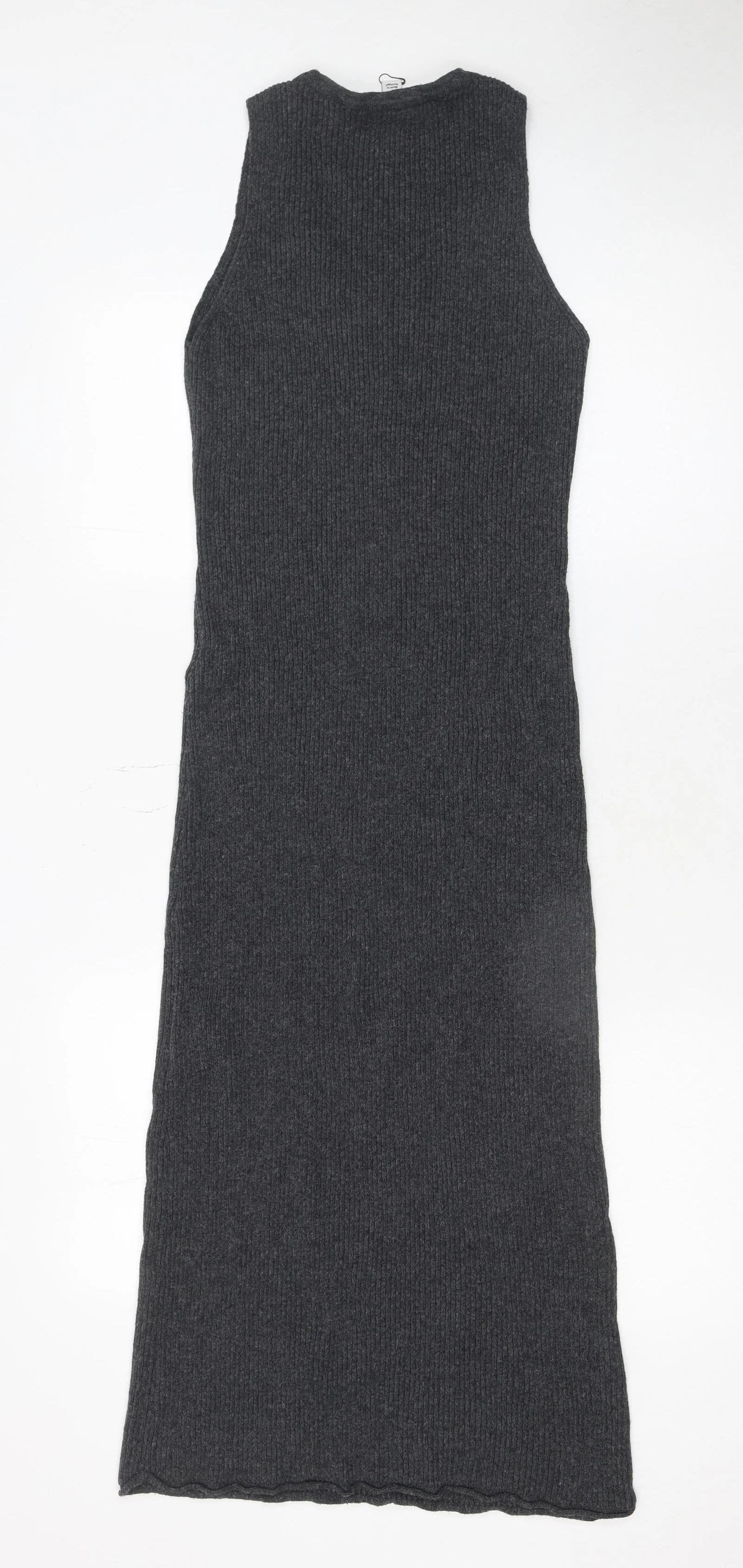 nu-in Women's Grey Ribbed Knit Sleeveless Bodycon Midi Dress XS - Image 3