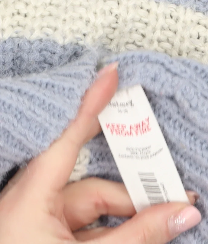 Nutmeg Women Blue White Striped Chunky Knit Pullover Jumper Size 16/18 - Image 4