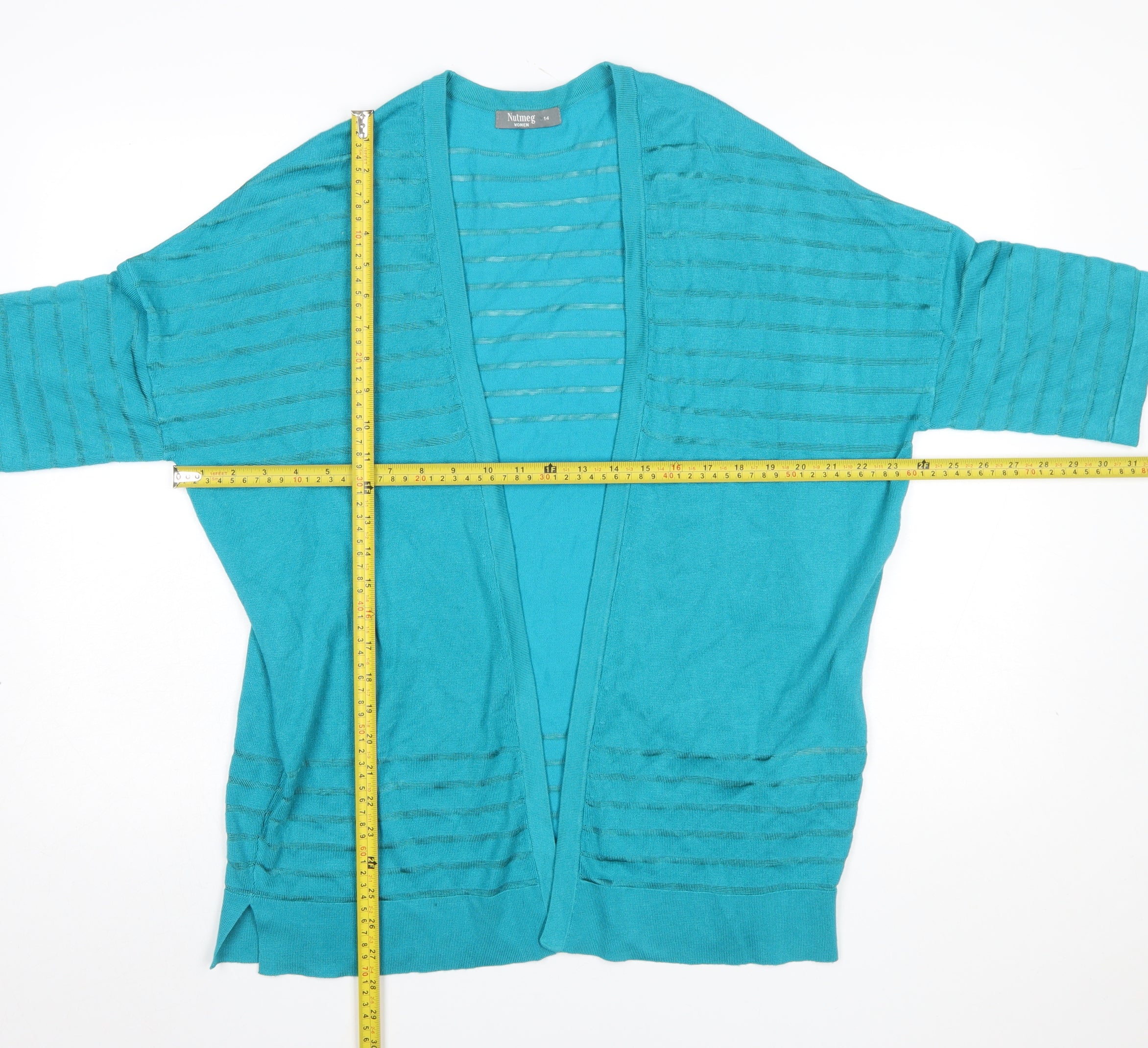 Nutmeg Women Green Size 14 Open Knit Cardigan - Image 2