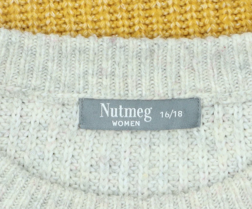 Nutmeg Women Multicoloured Striped Chunky Knit Jumper Size 16-18 - Image 5