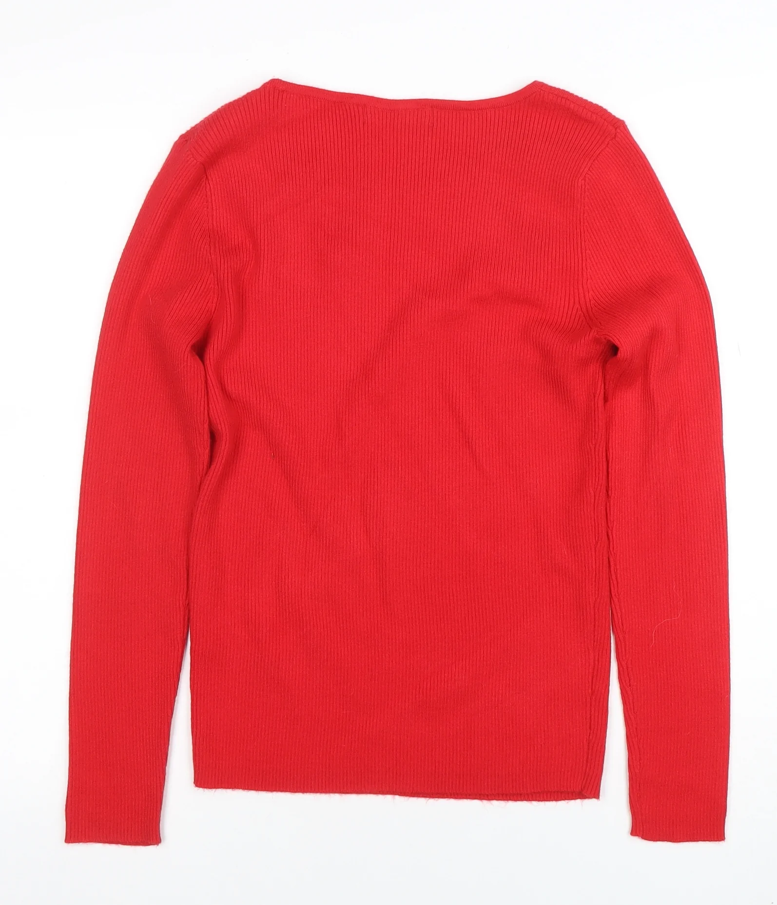 Nutmeg Women Red Jewel Detail Long Sleeve Knit Jumper Size 12 - Image 3