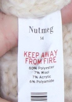 Nutmeg Womens Beige Roll Neck Cable Knit Jumper Size 14 - Image 4