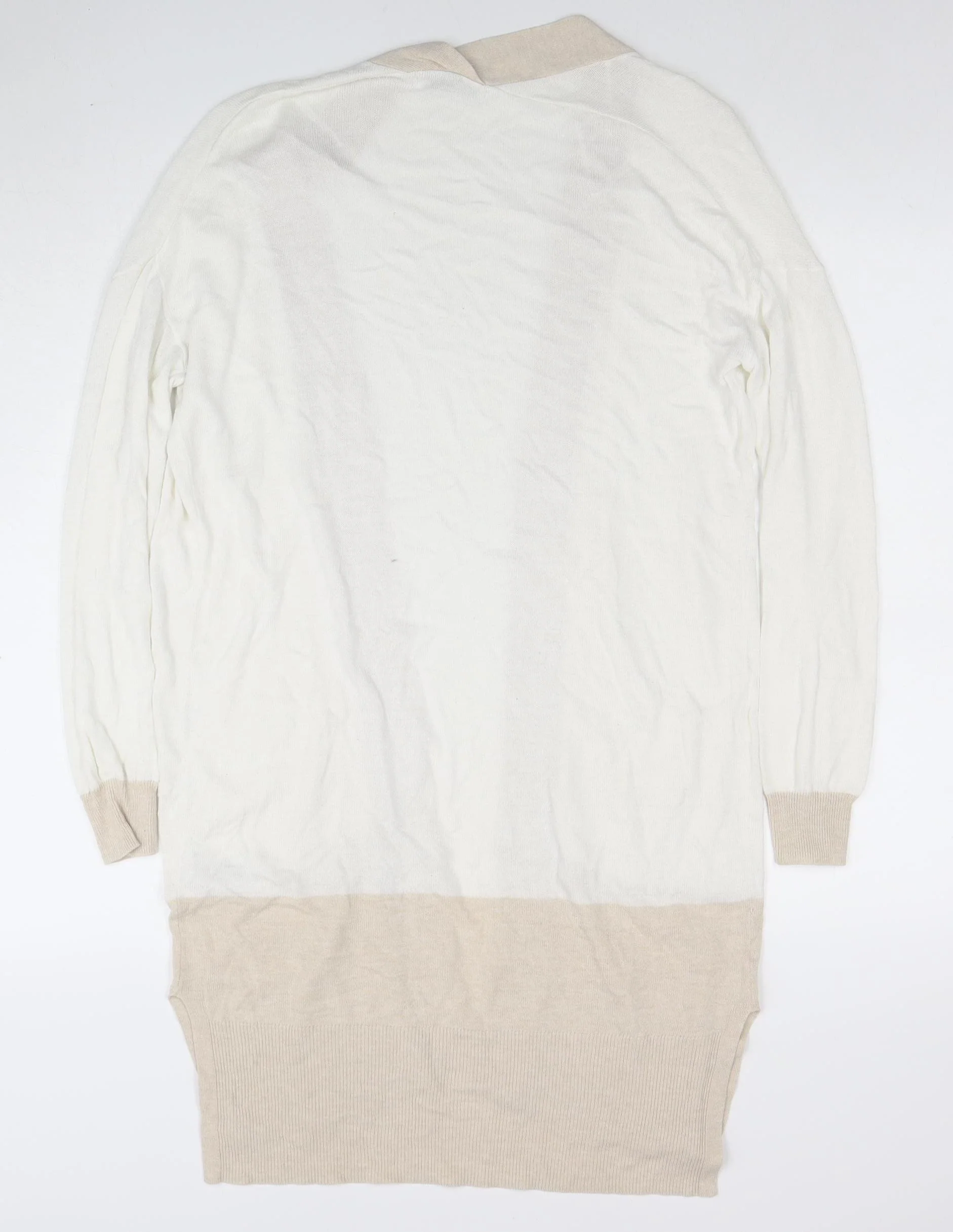 Nutmeg Womens Beige Viscose Linen Long Sleeve Open Cardigan Size 10 - Image 3
