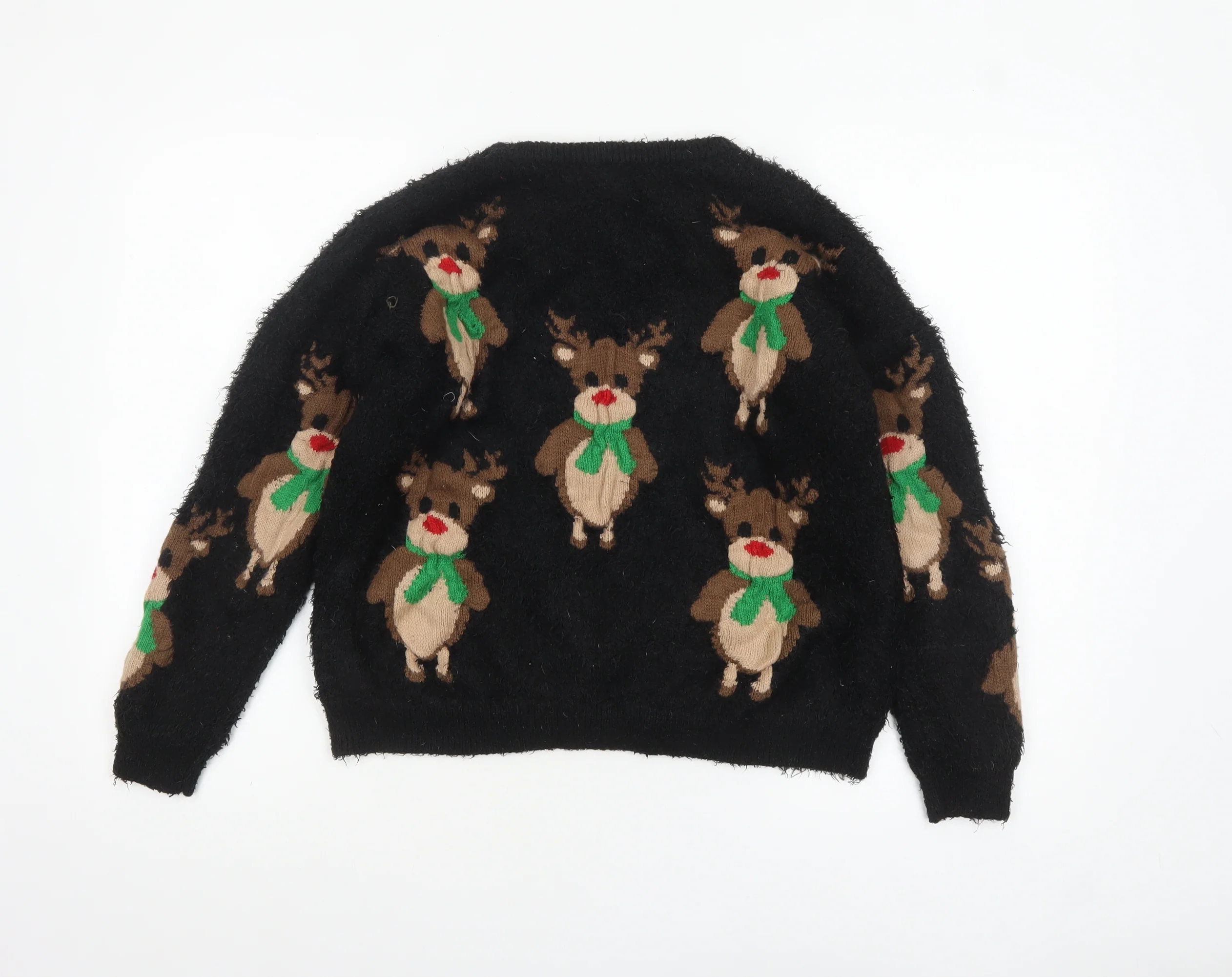 Nutmeg Women's Black Christmas Reindeer Pullover Jumper Size 16-18 - Image 3