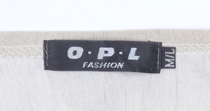 O.P.L Fashion Women’s Beige Flamingo Print Short Sleeve T-Shirt M - Image 4