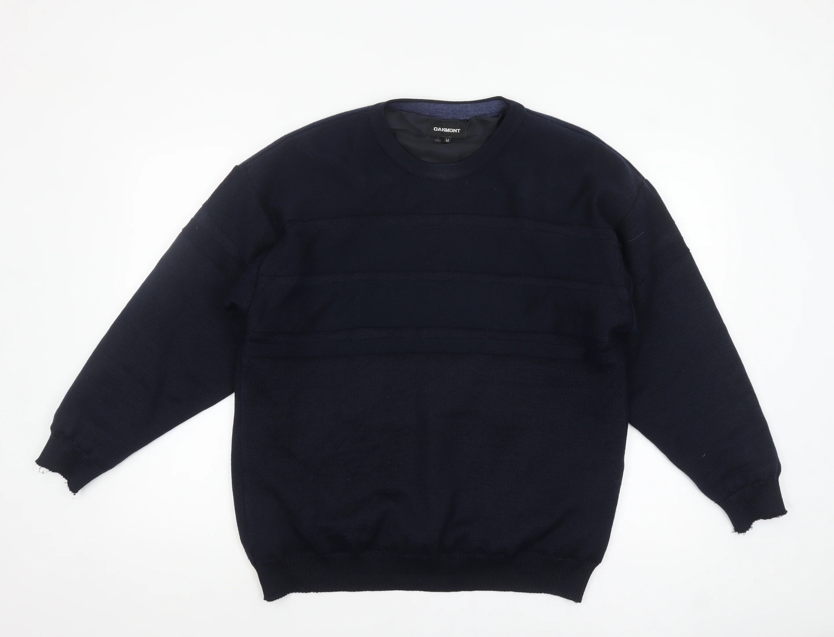 Oakmont Men's Blue Wool Blend Crew Neck Pullover Jumper Size M