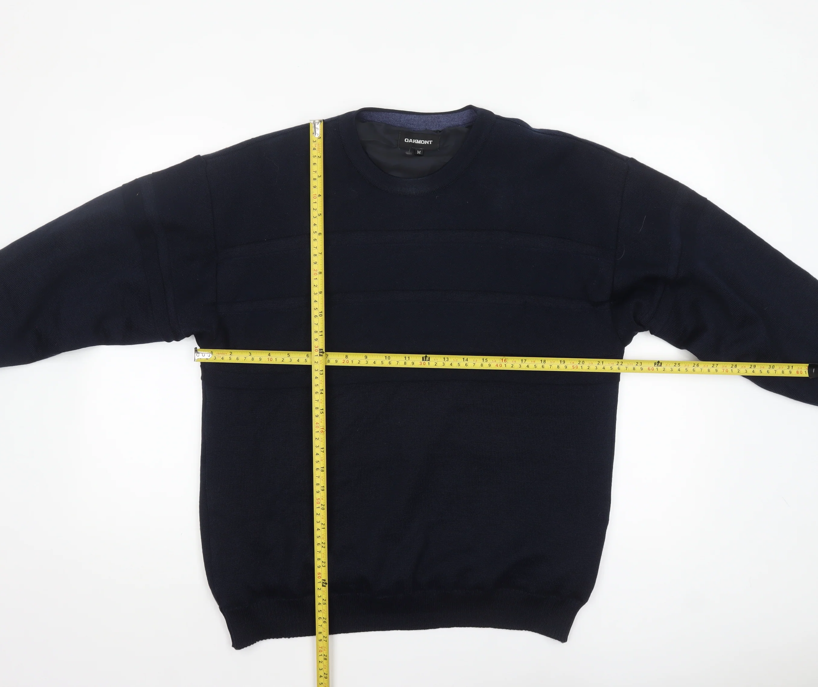 Oakmont Men's Blue Wool Blend Crew Neck Pullover Jumper Size M - Image 2