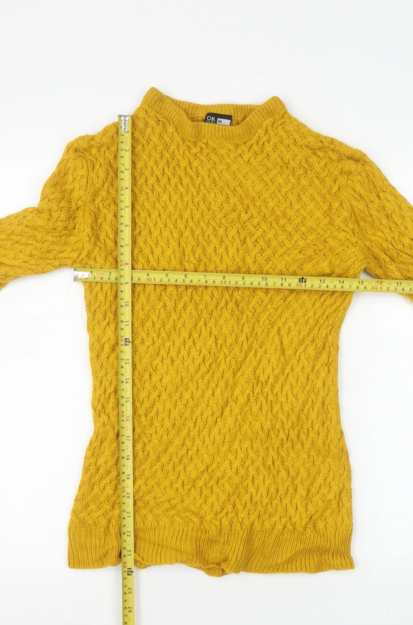 Oakridge Women Mustard Cable-Knit Jumper Medium Acrylic Pullover - Image 2