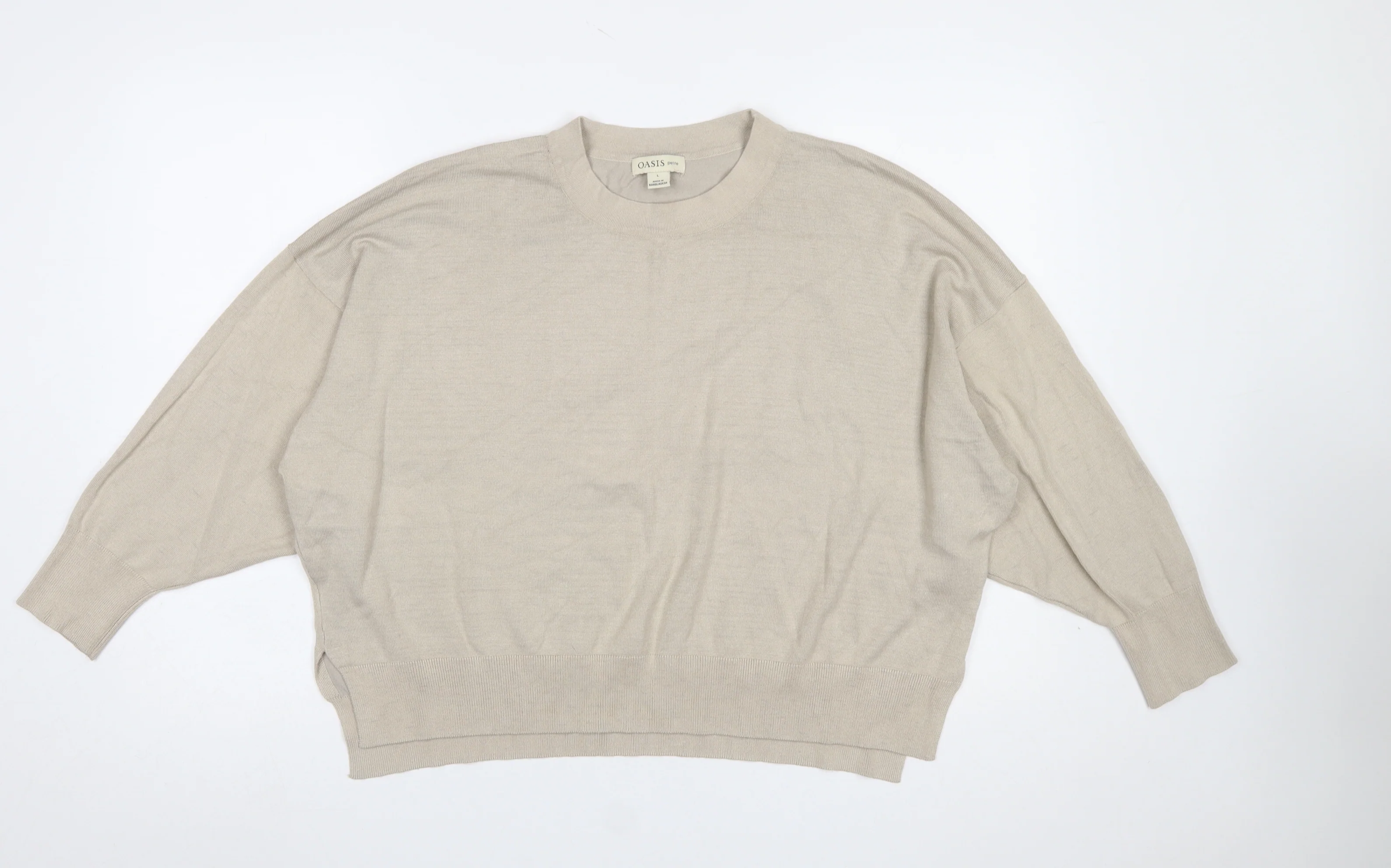 Oasis Petite Women’s Beige L Pullover Knit Jumper Relaxed Fit