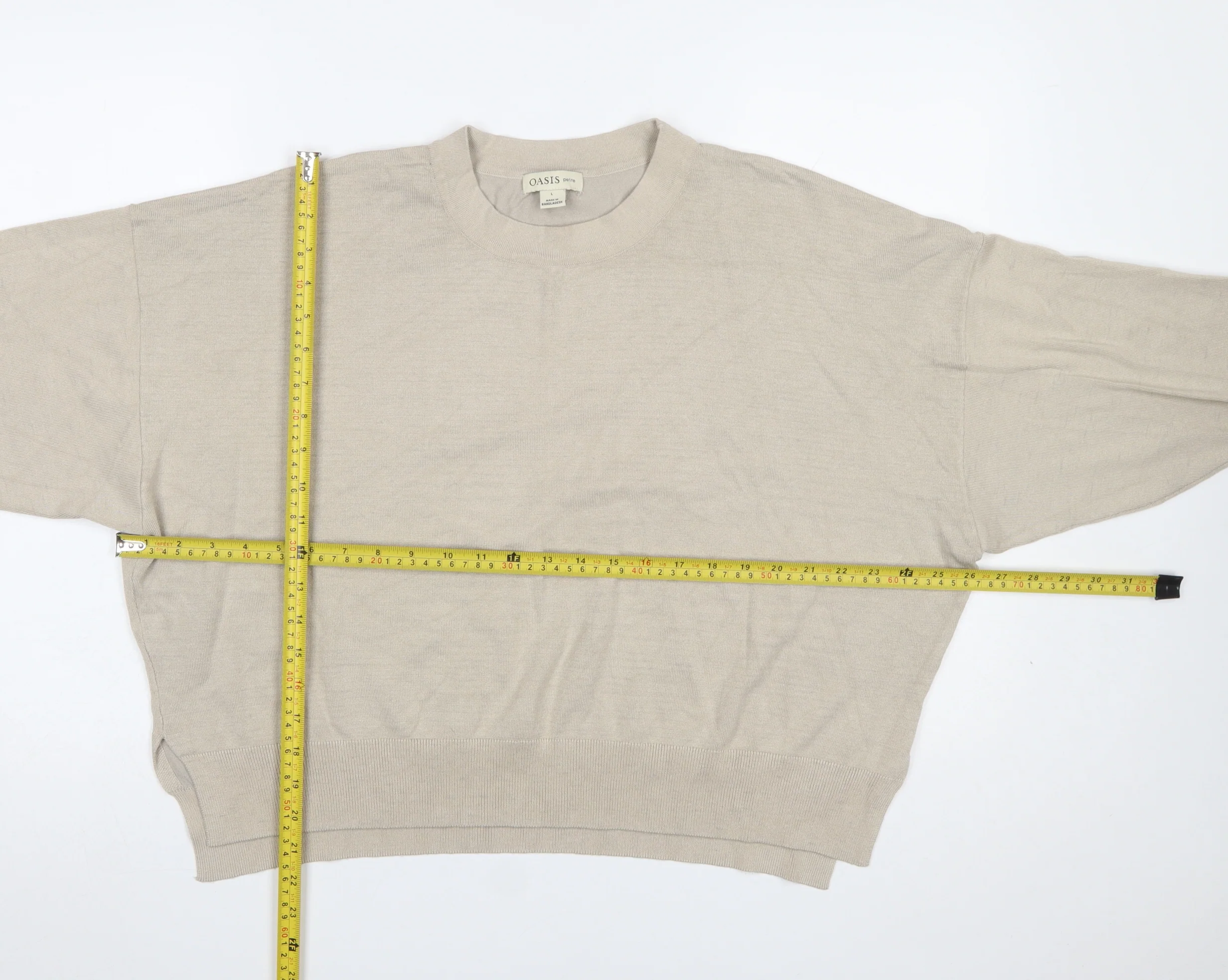 Oasis Petite Women’s Beige L Pullover Knit Jumper Relaxed Fit - Image 2