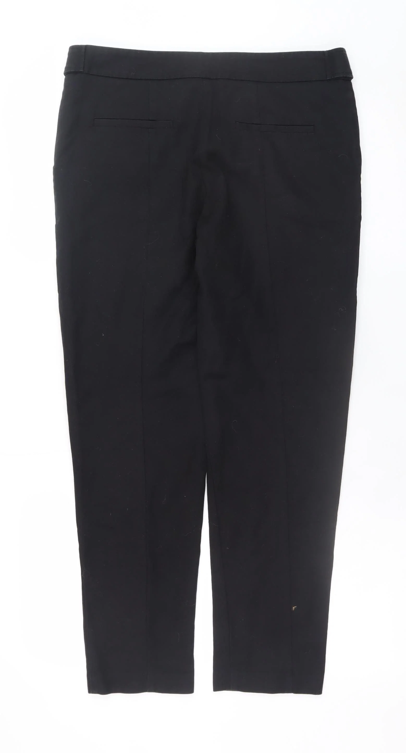 Oasis Women Black Cropped Slim Trousers Size 12 - Image 3