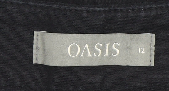 Oasis Women Black Cropped Slim Trousers Size 12 - Image 4