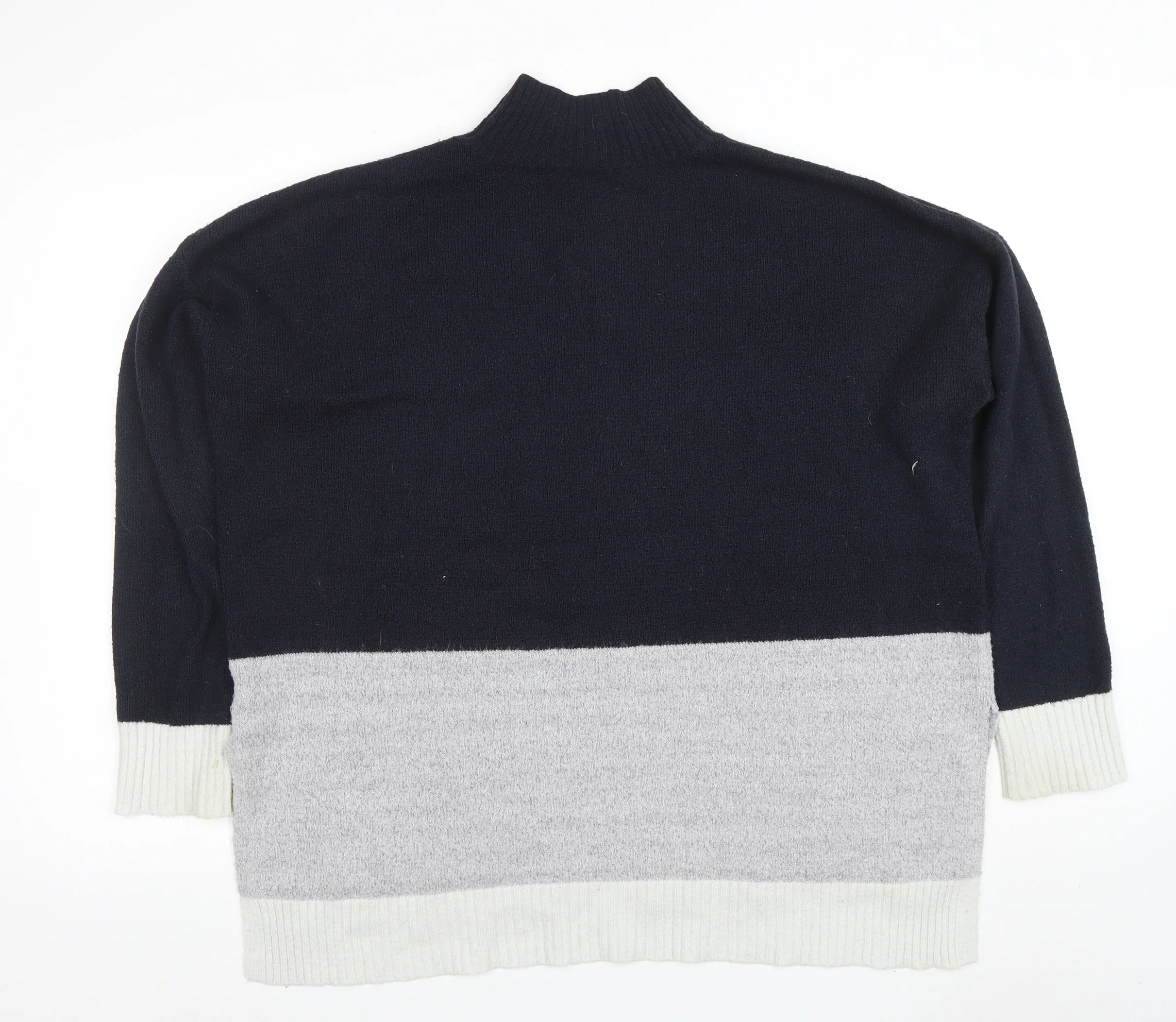 Oasis Women Black Mock Neck Colour Block Knit Jumper Size 16 - Image 3