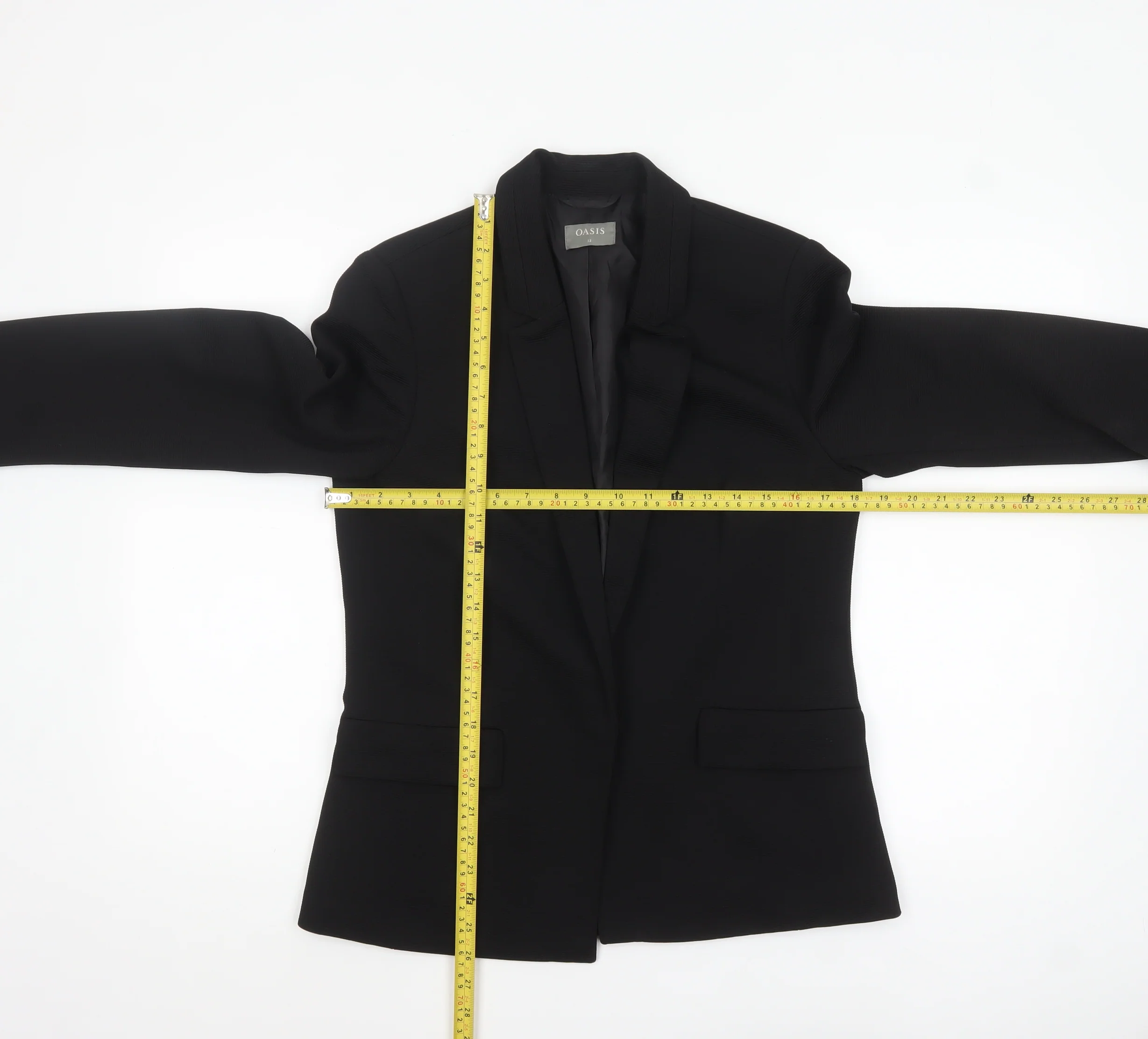 Oasis Women Black Size 12 Single-Breasted Notch Lapel Blazer - Image 2