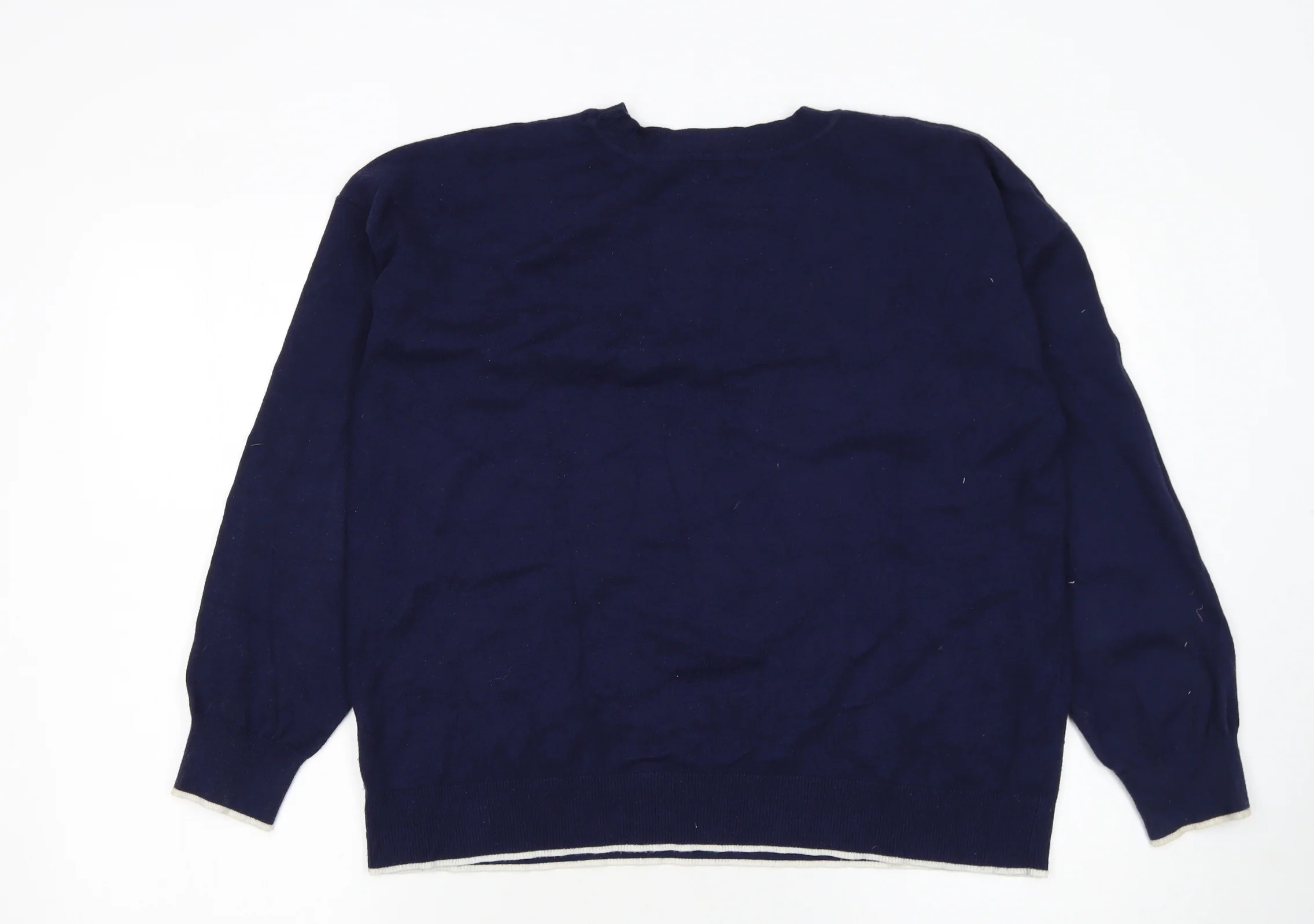 Oasis Women Blue 'Amour' Crew Neck Long Sleeve Pullover Jumper L - Image 3