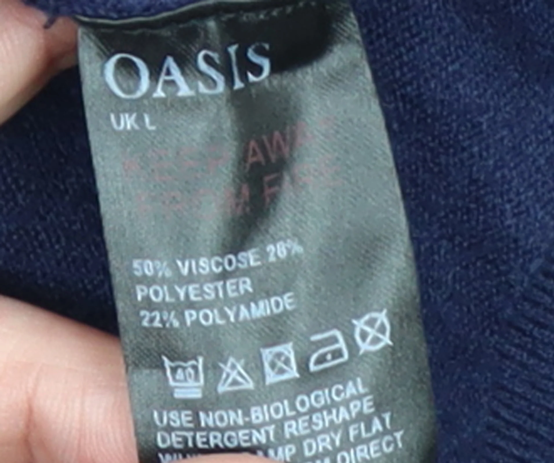 Oasis Women Blue 'Amour' Crew Neck Long Sleeve Pullover Jumper L - Image 4