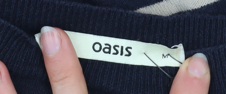 Oasis Women Blue Striped Jumper Dress M Long Sleeve Knit Casual - Image 4