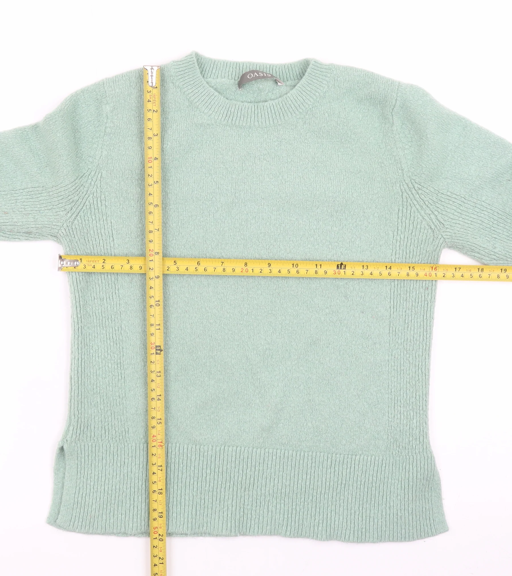 Oasis Women Mint Green Crew Neck Long Sleeve Pullover Jumper M - Image 2