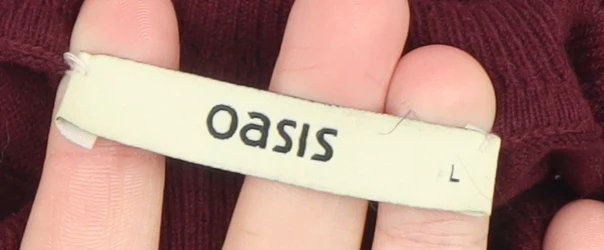 Oasis Women Red Wool Blend Roll Neck Jumper Size L - Image 4