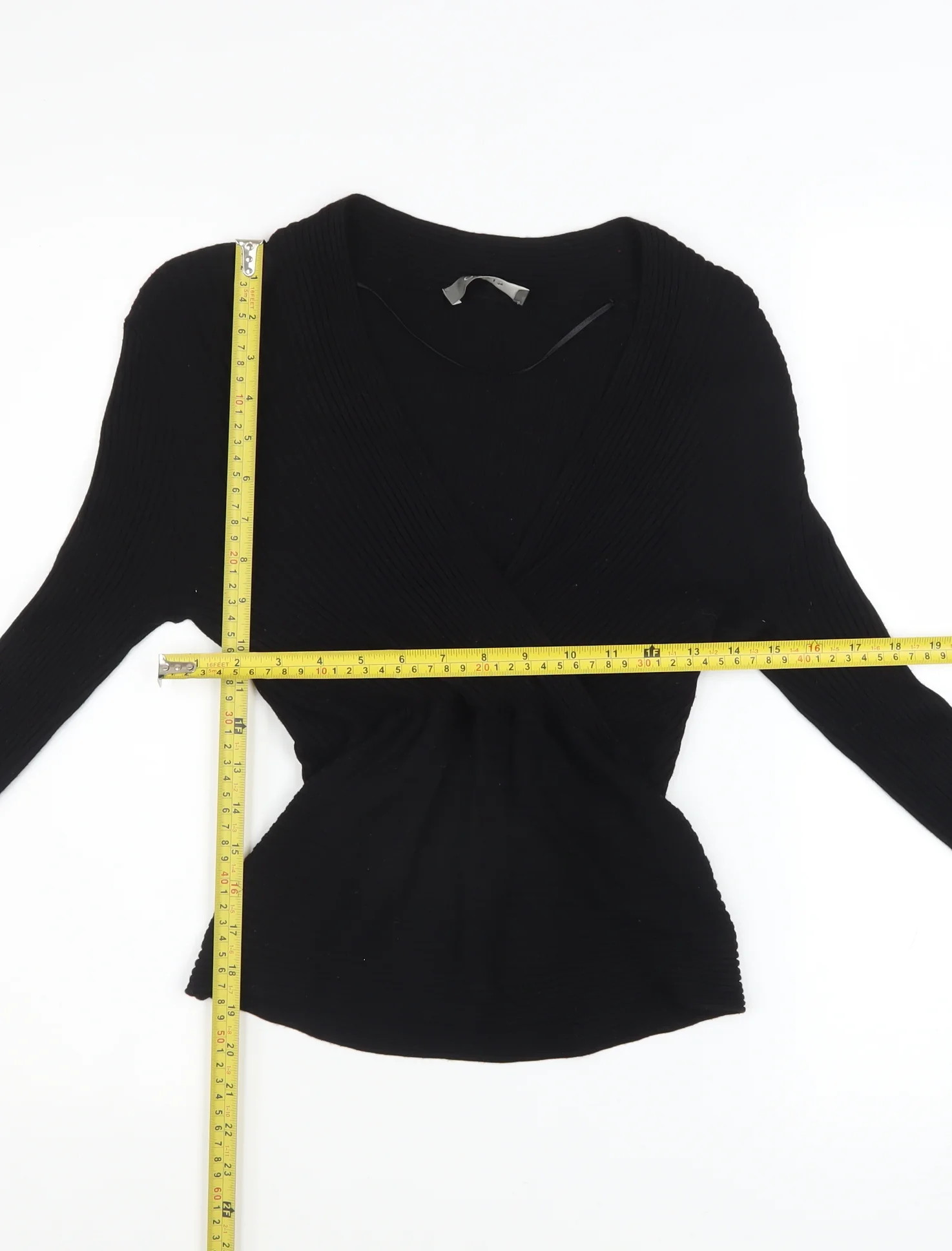 Oasis Women’s Black Wrap Knit V-Neck Jumper Size M - Image 2
