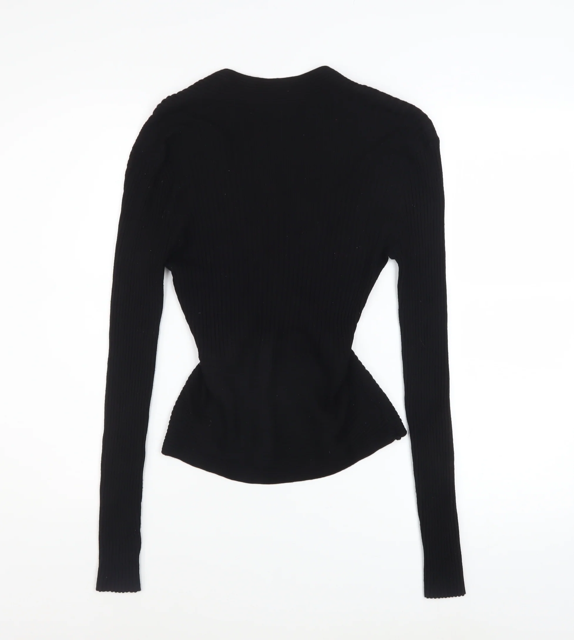 Oasis Women’s Black Wrap Knit V-Neck Jumper Size M - Image 3