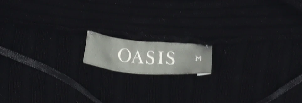 Oasis Women’s Black Wrap Knit V-Neck Jumper Size M - Image 4