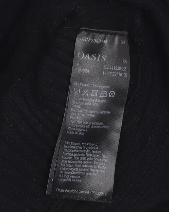 Oasis Women’s Black Wrap Knit V-Neck Jumper Size M - Image 5