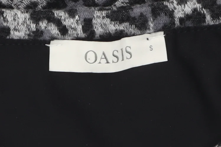 Oasis Women’s Grey Leopard Print Knit Tunic Blouse Size S - Image 4