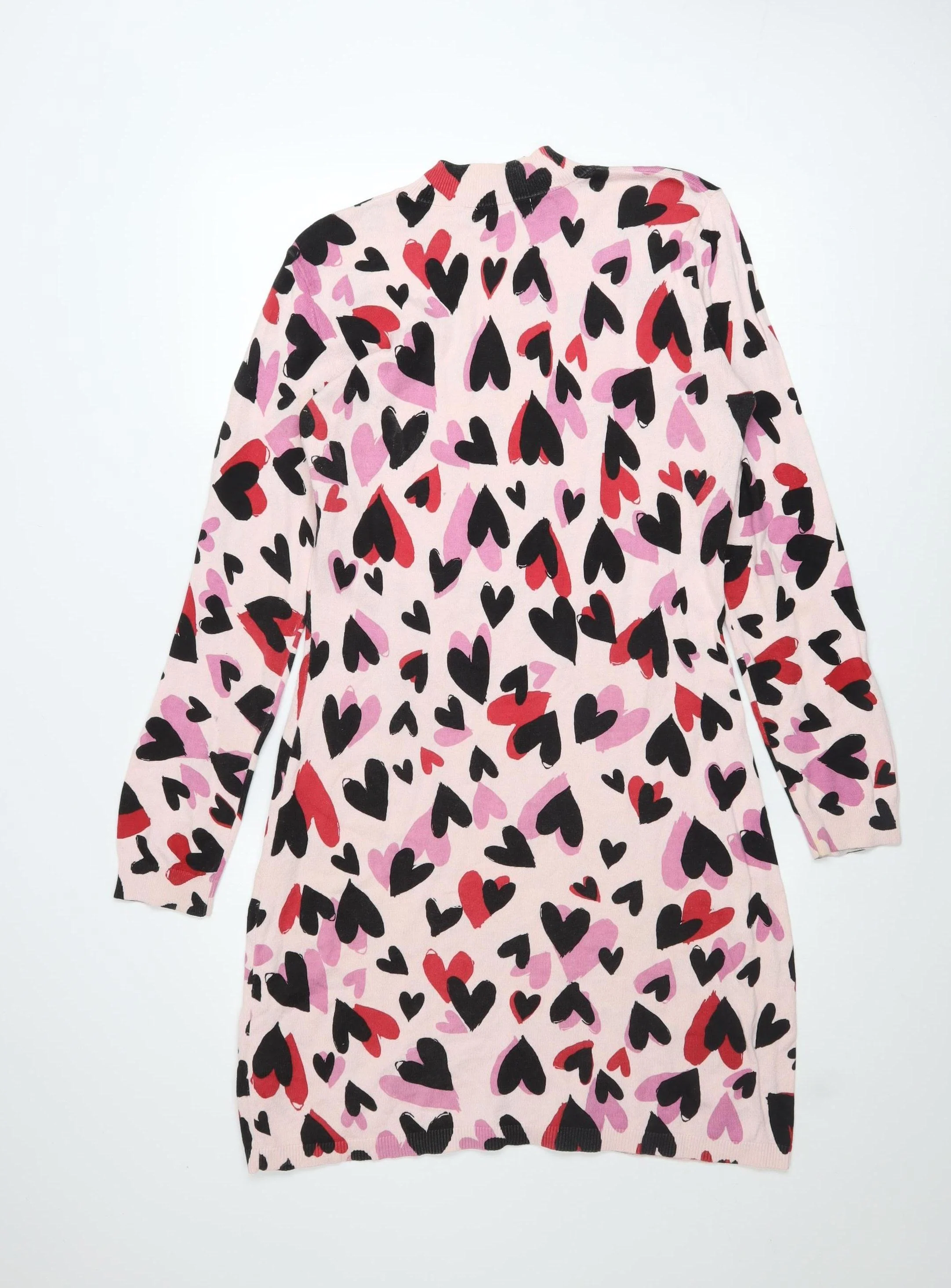 Oasis Women’s Multicoloured Heart Print Cotton Sweater Dress M - Image 3