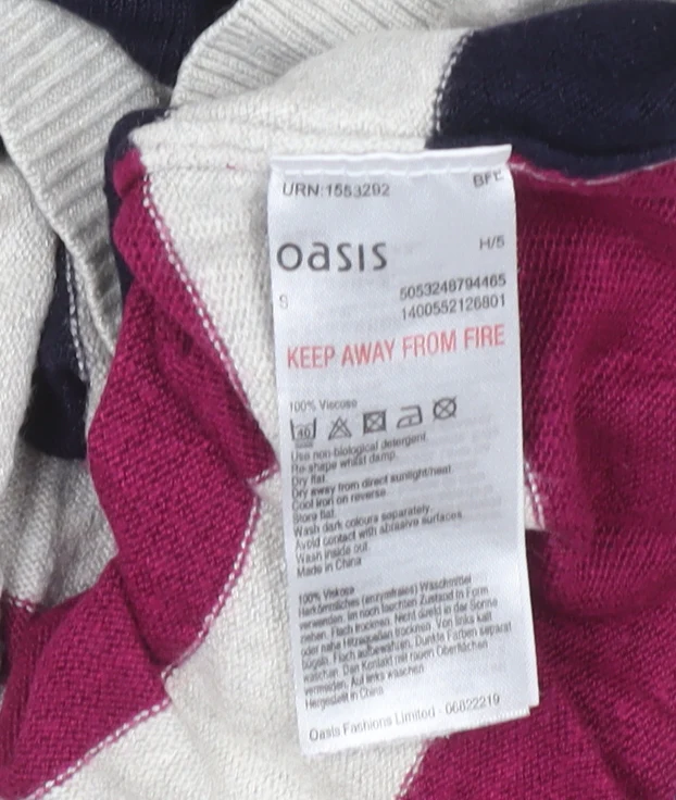 Oasis Women’s Multicoloured Striped 3/4 Sleeve Pullover Jumper Size S - Image 4