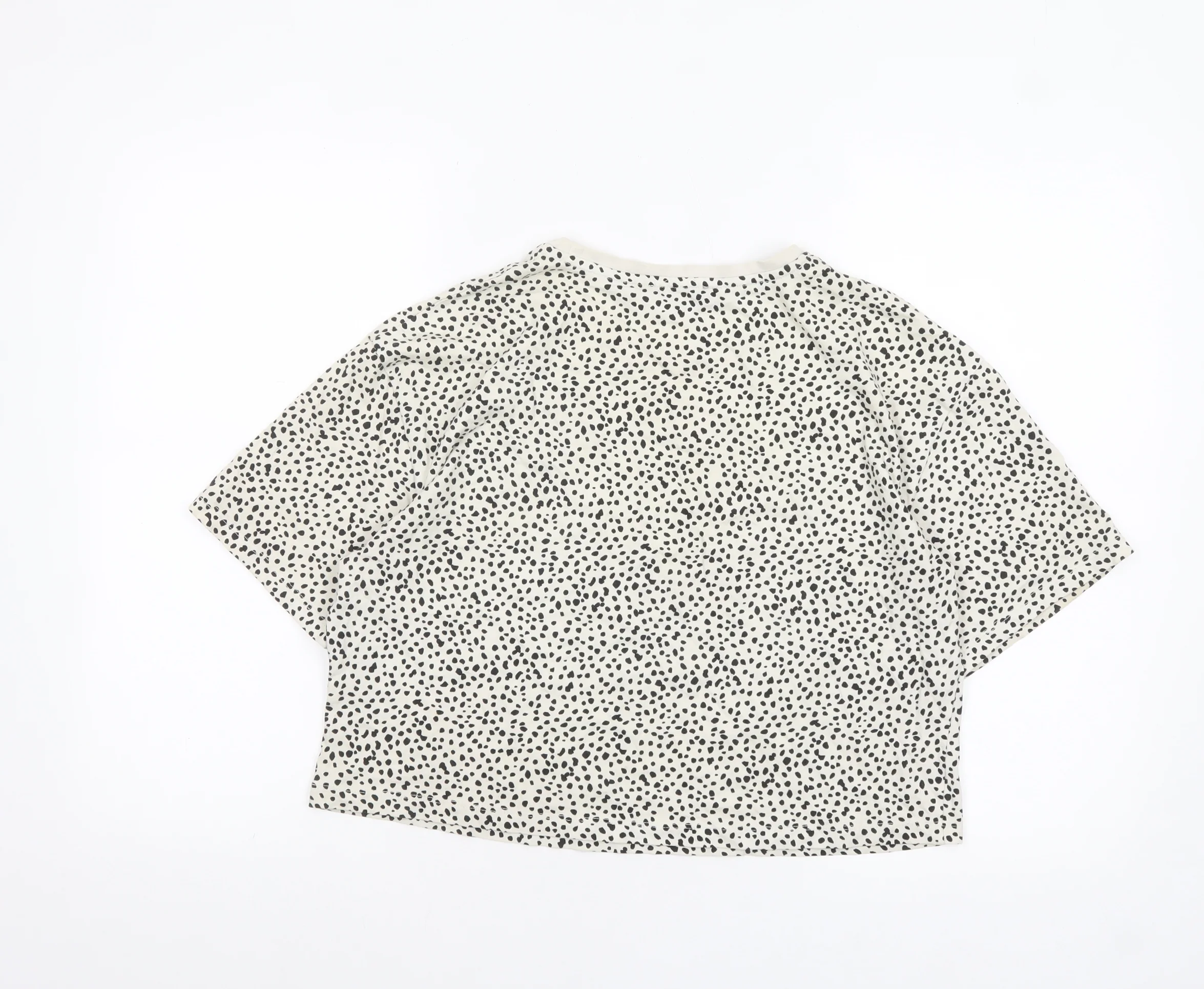 Oasis Women’s White Cropped Animal Print Cotton T-Shirt M - Image 3