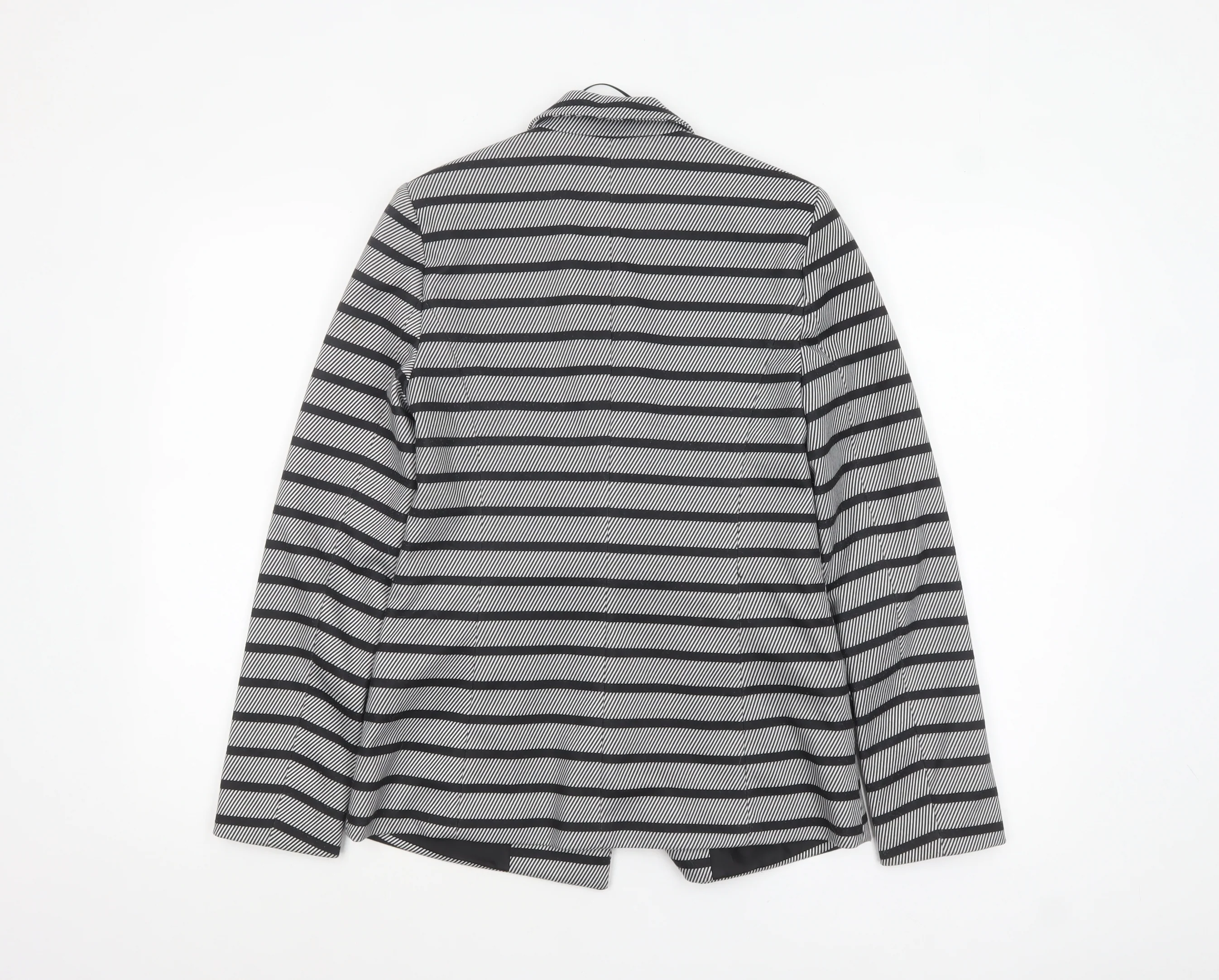 Oasis Women's Black & White Striped Blazer UK 8 Single-Breasted - Image 3