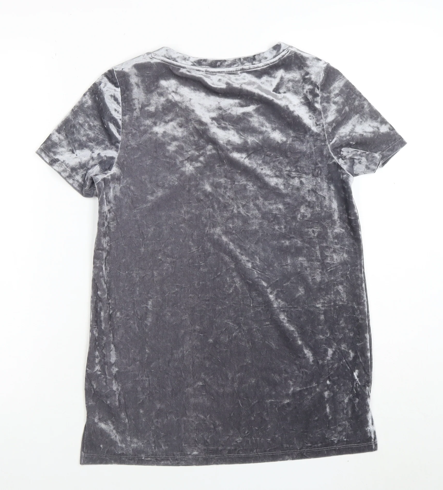 Oasis Womens Grey Velvet Short Sleeve T-Shirt XS - Image 3