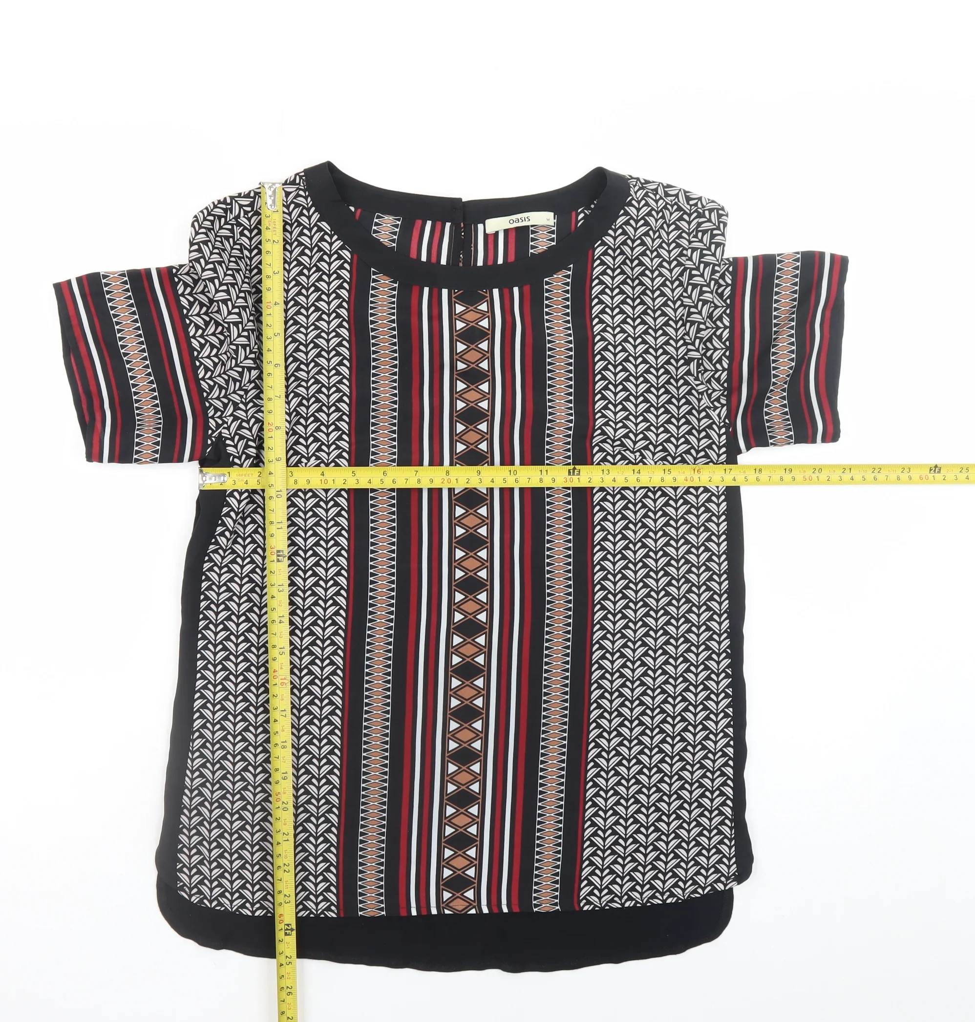 Oasis Women's Multicoloured Geometric Tunic Blouse Size 12 - Image 2
