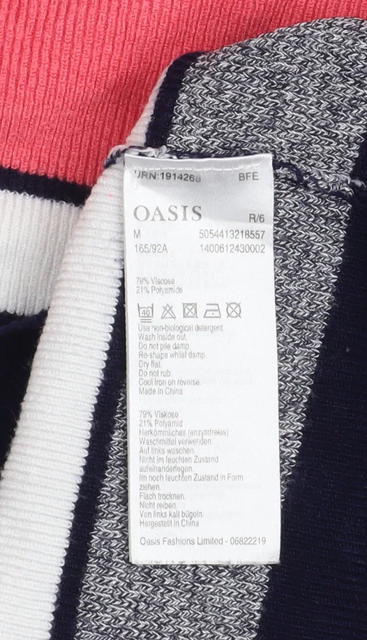 Oasis Women's Multicoloured Striped Boat Neck Knit Jumper M - Image 5