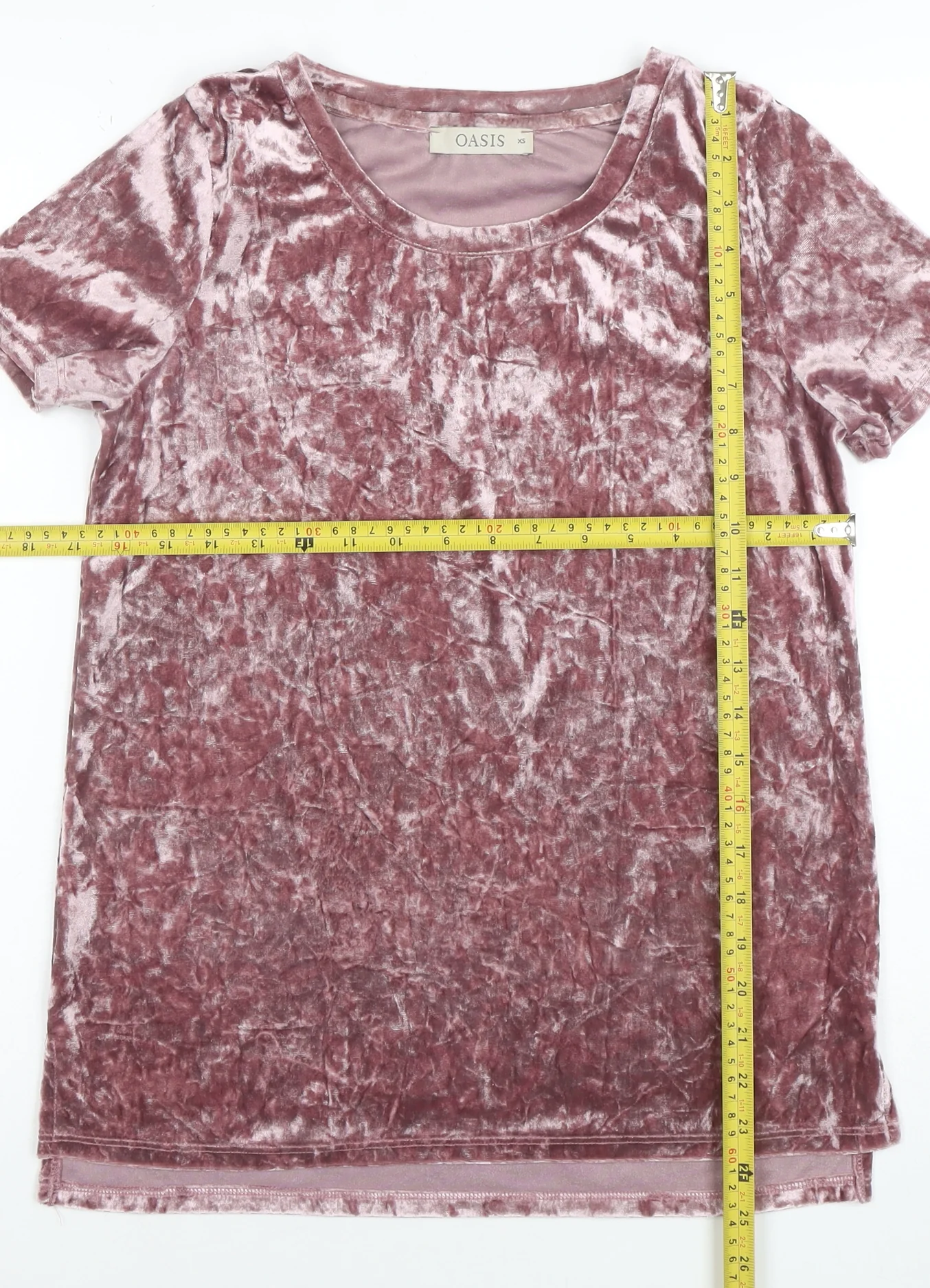 Oasis Womens Pink Velvet Short Sleeve T-Shirt XS - Image 2