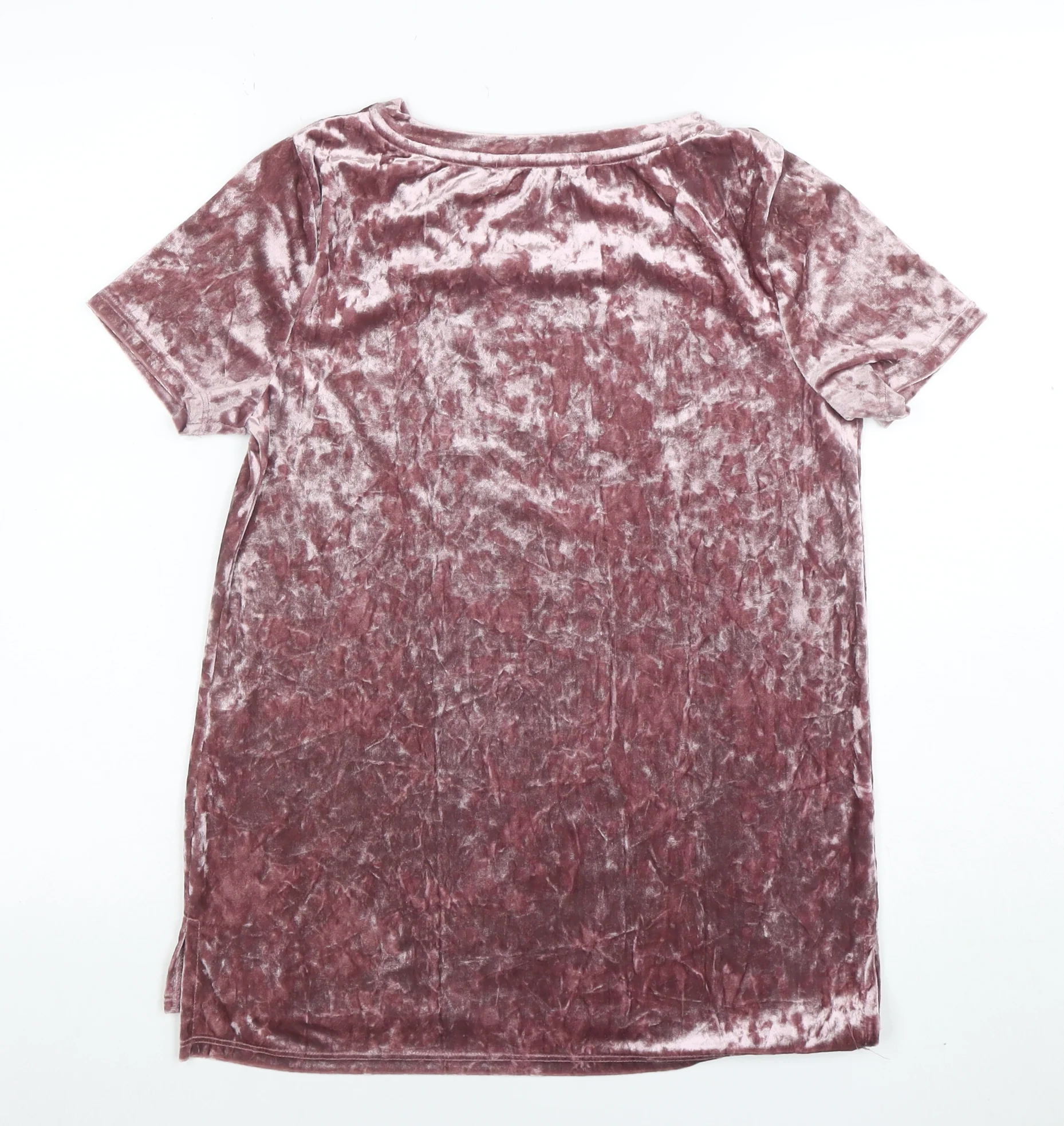 Oasis Womens Pink Velvet Short Sleeve T-Shirt XS - Image 3