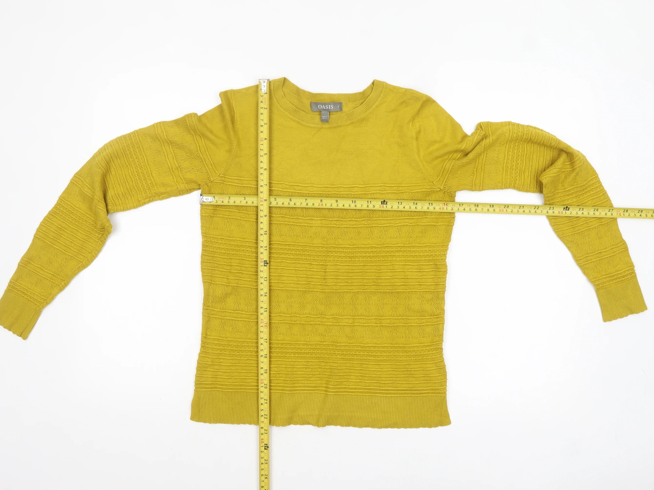 Oasis Women's Yellow Crew Neck Long Sleeve Pullover Jumper Size S - Image 2