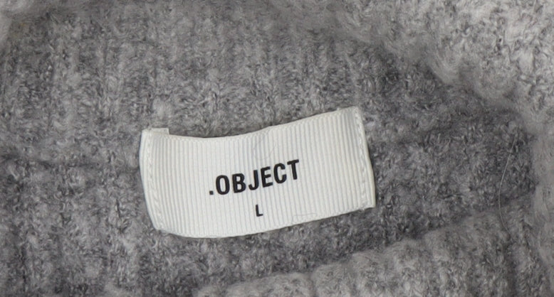 OBJECT Women Grey Roll Neck Sleeveless Rib Knit Vest L - Image 4